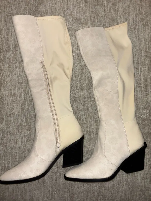 JustFab Boots Heeled Knee-High birch white - Image 2