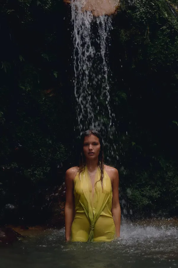 Zara elegant Yellow lime green Halter maxi dress evening wedding party - Image 10