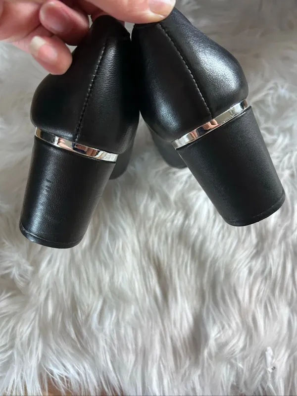 Alfani black chunky heel pointed toe size 6 stylish work wear leather - Image 3