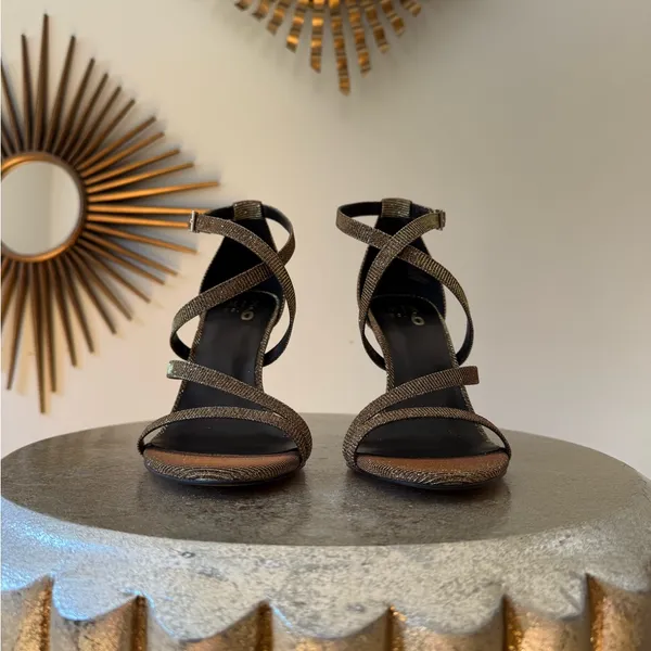 Mix No. 6 - Gold Shimmer Strappy Heels - Image 4