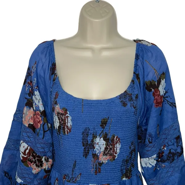 Free People Bohemian Witchy Fairy Morning Glory Maxi Dress Bluebell Small Floral - Image 3