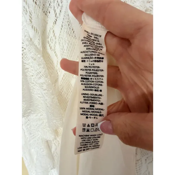 Free People Dress Womens Medium Ivory white‎ rock candy Lace Mock Neck Mini - Image 7