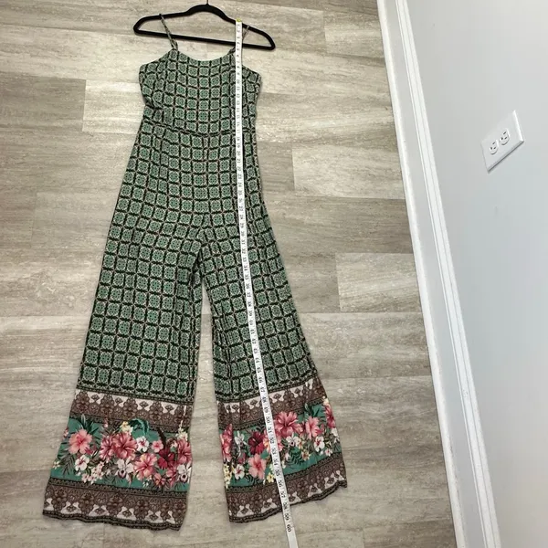 Farm Rio Green Floral Print Honolulu Wide Leg Pant Jumpsuit XS Anthropologie - Image 10