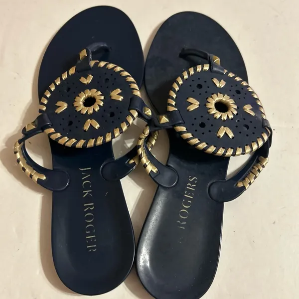 JACK ROGERS Sandals Flip Flops Navy Thong Jelly Rubber size 8 - Image 2