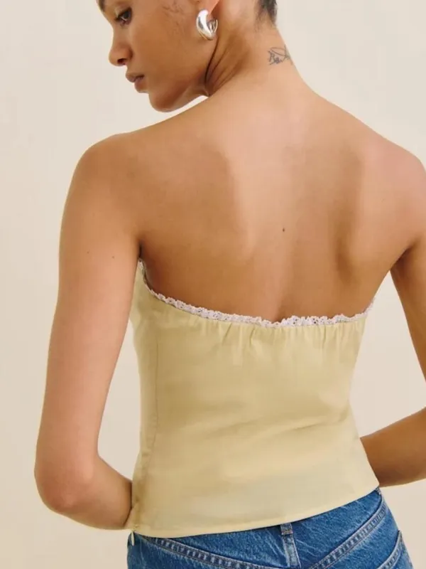 Reformation Dalia Lace Trim Top Size: 8 - Image 4