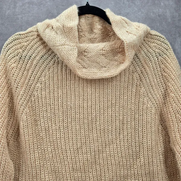 Pink Knit Gold Metallic Long Sleeve Pullover Cardigan Sweater Medium‎ - Image 3