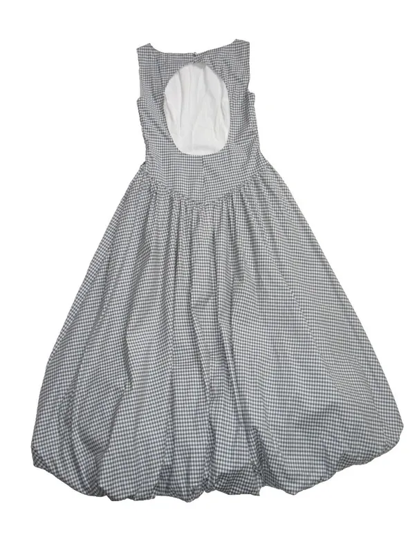 NWT Reformation Elvira in Slate Check Gingham Cotton Bubble Hem Midi Dress 6 - Image 11