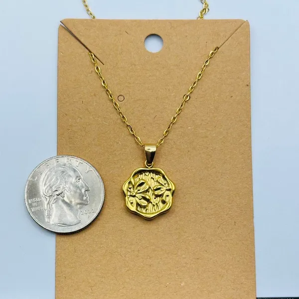 Gold Stainless Steel Pendant Necklace - Image 3