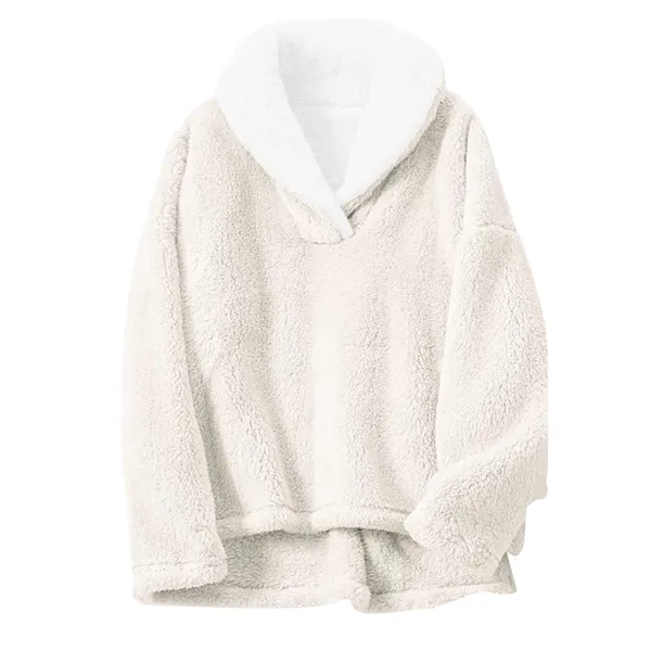NWT Yeokou‎ Womens Cream Sherpa Fleece Pullover Sweatshirt Cozy Warm L - Image 3