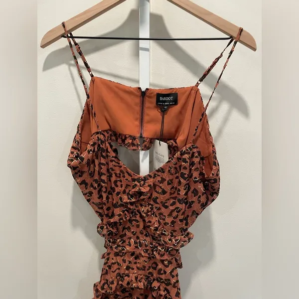 Bardot Leopard‎ Frill Cut Out Mini Dress Size 12/XL - Image 4