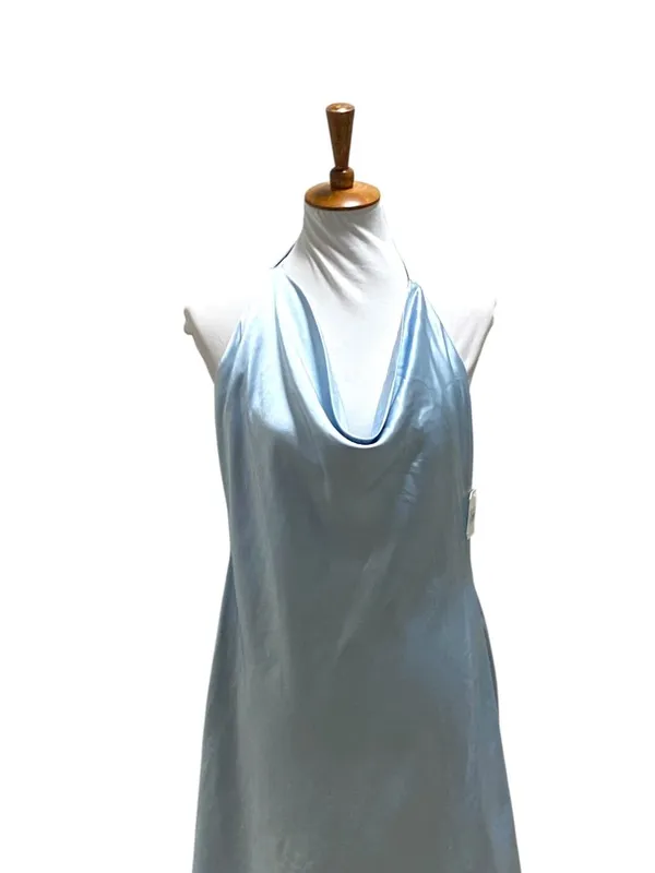 Altar’d State Satin Tie Halter Slip Dress Blue Size XXL NWT Wedding Glam Prom - Image 6