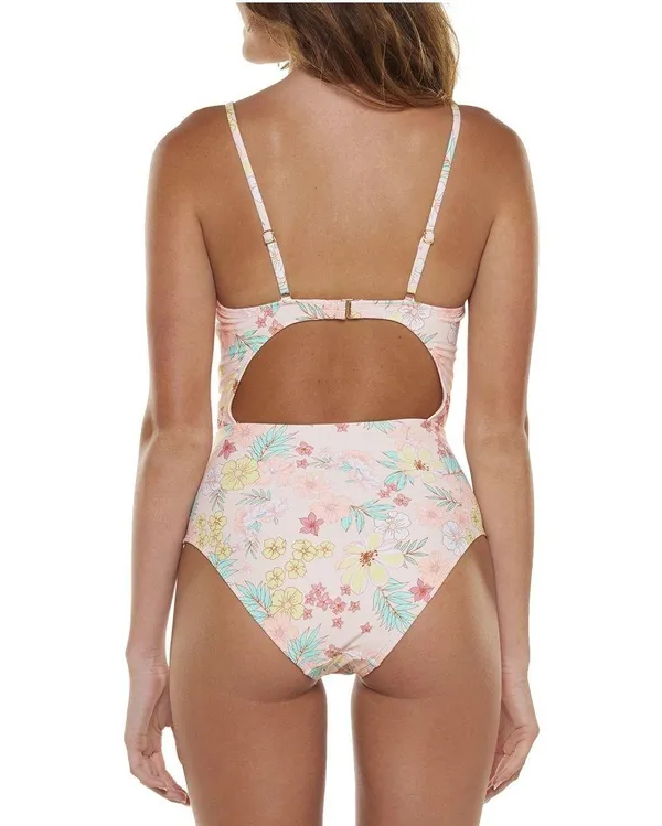 Celebrity Pink Ruched V-Neck One Piece Swimsuit Size XL - Image 11