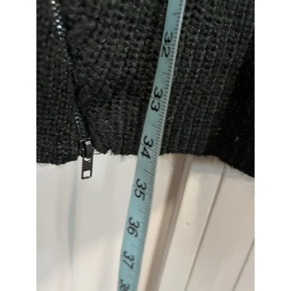 Mossimo Sweater Mini Knit Dress Zipper Detail Size Large Round Neck Black‎ - Image 4