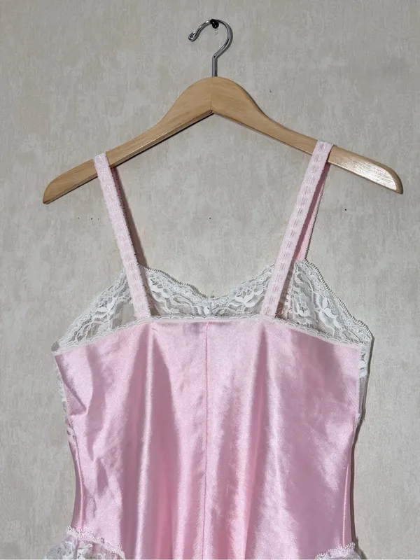 Berh Michaels Women’s Vintage Y2K Babydoll Lace Satin Top Sleeveless Pink S - Image 5