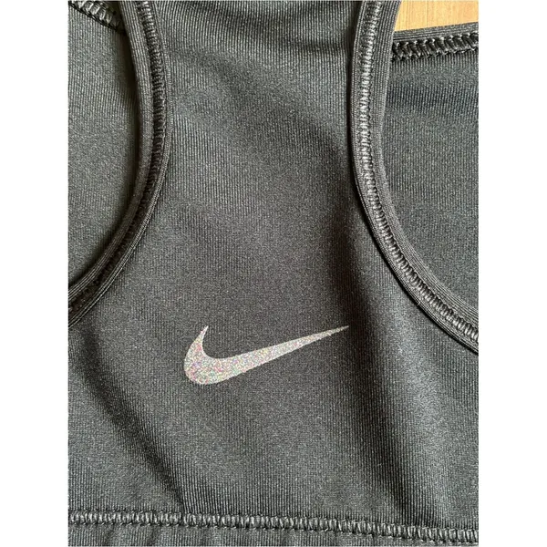 Nike Dri-FIT Women's Swoosh Graphic Sports Bra - Black/Silver Glitter , Size XS - Image 4