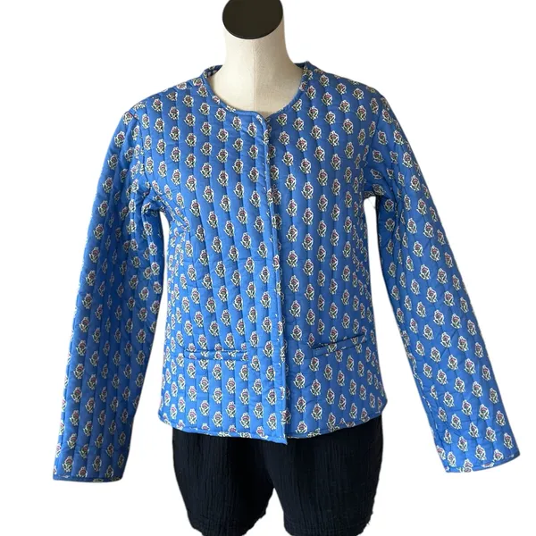 NWOT Japna Blue Floral Quilted Jacket Blue Small - Image 3