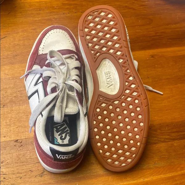 Vans Classic White and Burgundy Sneakers - Image 4