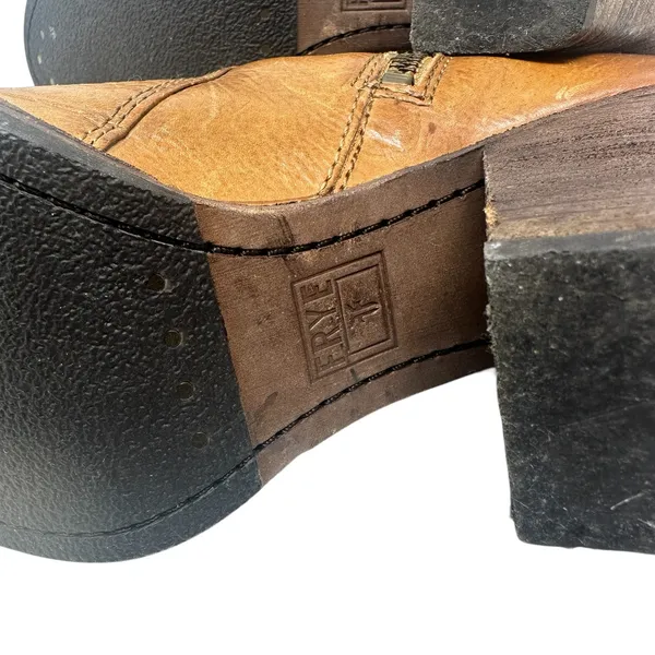 Frye Patty‎ Riding Bootie Brown Leather Harness Ankle Boots Heel Womens 7.5M - Image 15