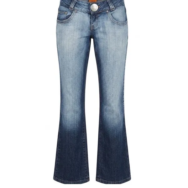 Womens Low Rise Flared Bootcut Jeans Blue Denim Y2K Boho Grunge ITLY 38 Coquette - Image 2