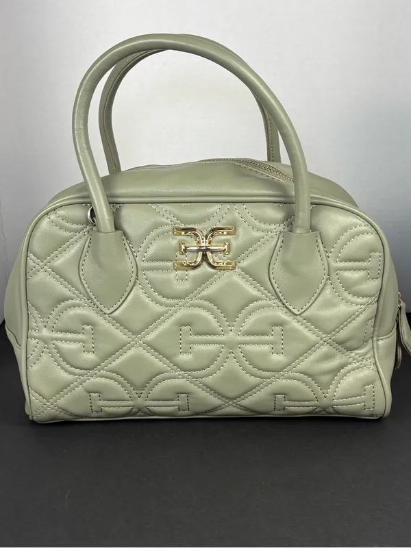 Sam Edelman Purse Bag Sage Green Quilted Faux Leather Satchel - Image 5