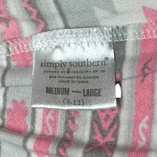 Simply Southern Pajama Lounge Pants Pink Gray White Medium / Large 8/12 - Image 3