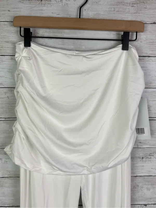 Girlfriend Collective White Paloma Skirted Wide Leg Yoga Pants Size Large - Image 4
