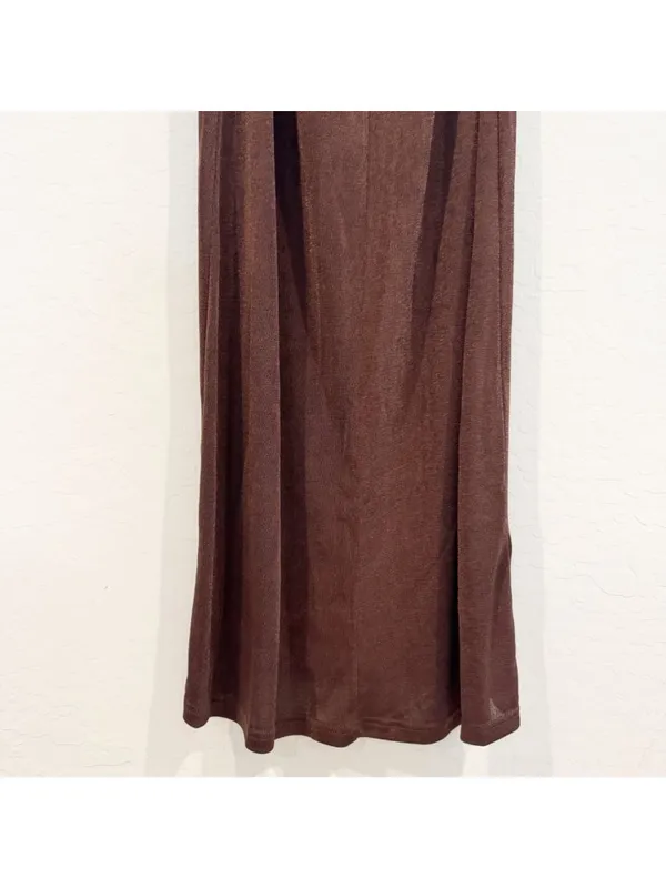AmyLynn‎ Twist Front Rosette Maxi Dress Small Wedding Guest Romantic Chic Brown - Image 5