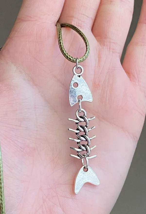 Handmade fish bone boho funky simple necklace🌀🐟💙 - Image 3