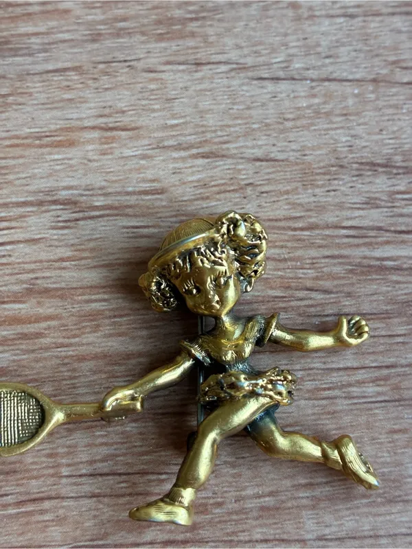 Tortolani Vintage Gold Tennis Brooch Pin - Image 5