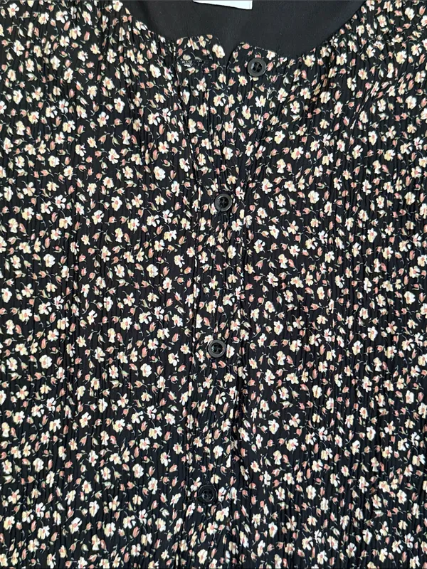BLANK Black Floral Pleated Full Button-Front Maxi Dress Large - Image 2
