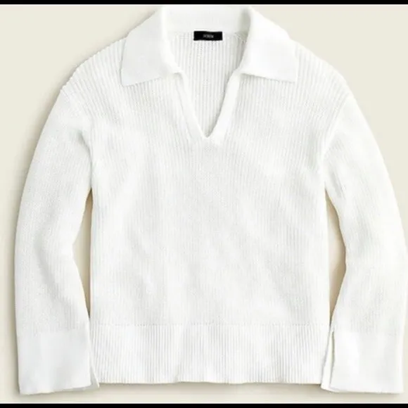 J.Crew Relaxed Collared Sweater in White - Image 2