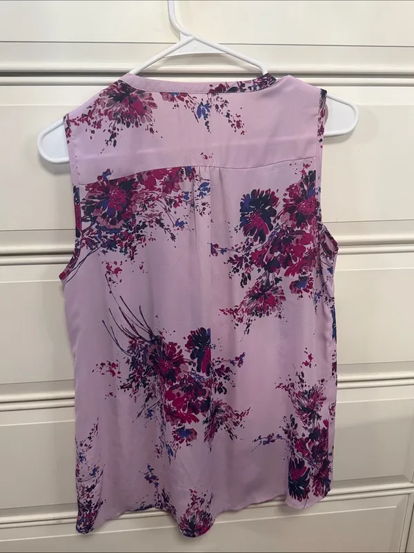 Maurices Lavender Sleeveless Floral Split-Neck Camisole - Image 2