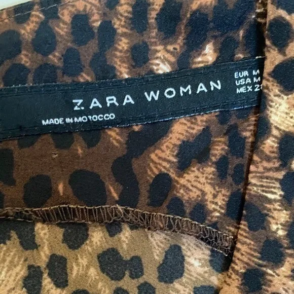 ZARA WOMAN Leopard Print Sleeveless Ruched Mini Dress w/Zipper Back -‎ M EUC - Image 6