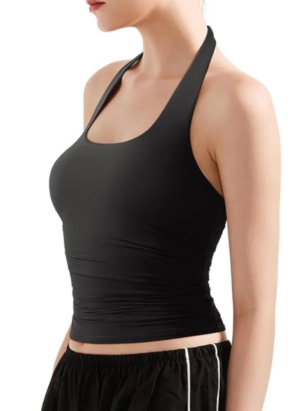 NWT • Double Lined Halter Tank Top Black Size L - Image 8