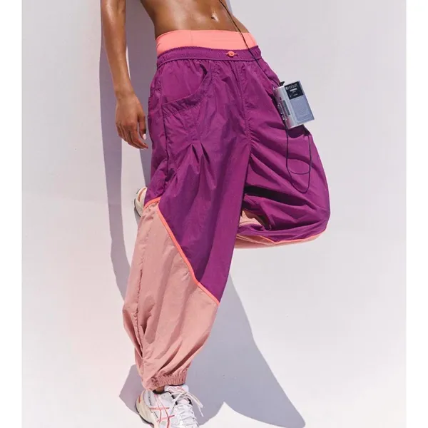 Free People Free flow Deep Mulberry Combo Color Block Pants - Sm NWT - Image 2