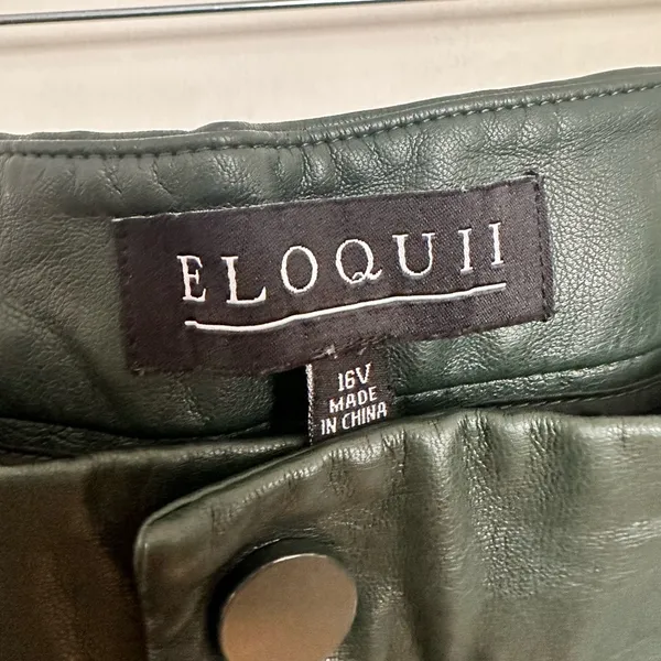 ELOQUII Women’s classic Fit Slim Green Faux Leather Ankle Dress Pants - Image 5
