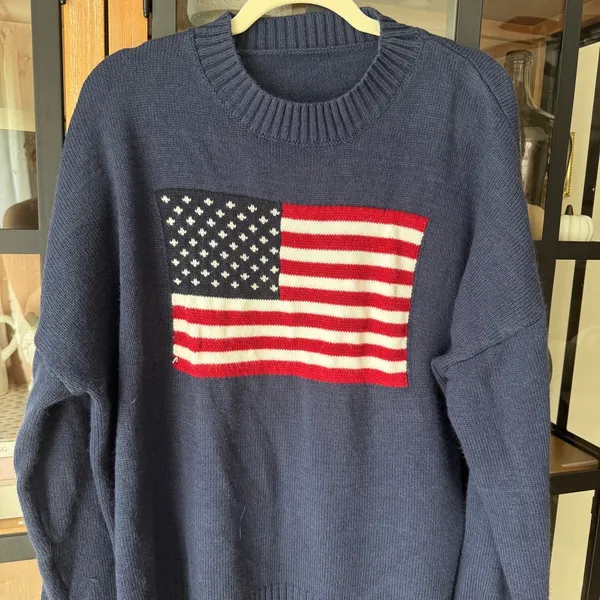 Amazon USA flag navy sweater knit ribbed brandy nico american oversized Ralph lauren - Image 8