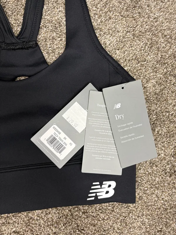 New Balance Sports Bra Black XS - Image 4