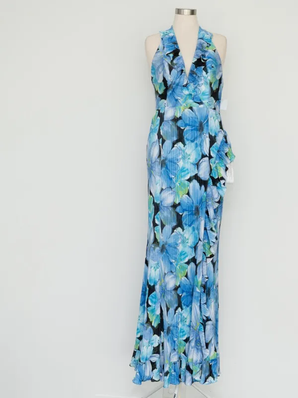 Dress the Population - Kathleen Floral‎ Ruffle Halter Gown - Image 2