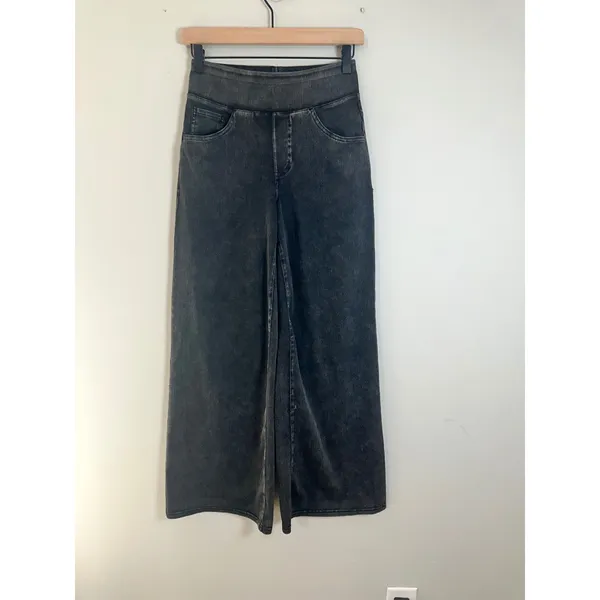 Halara Flex High Waisted Pockets Wide Leg Work Jeans Washed Black XS Regular - Image 4
