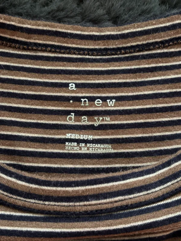 A New Day Target Black and Brown Striped Long Sleeve Shirt - Image 3