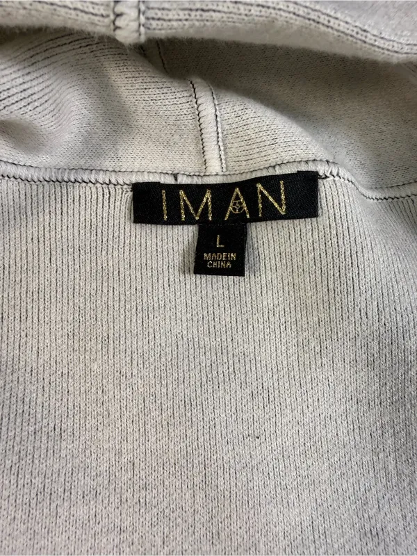 IMAN Cotton Blend Black Cardigan with White Interior - Image 6