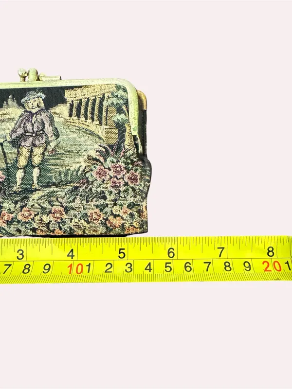 Baronet Genuine Cowhide Tapestry Kiss Lock Wallet Scenic Victorian Coin Purse - Image 12