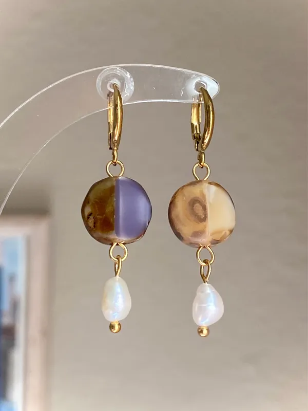 Handmade unique retro vintage fairy boho style dangle earrings w/ quality Czech glass beads💜 - Image 6