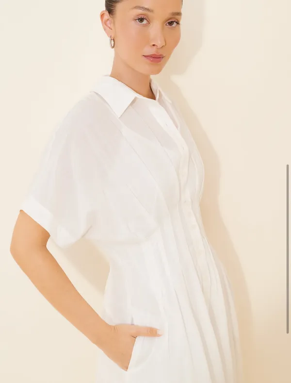 Nuuly White Collar Cottage Midi Dress - Image 3