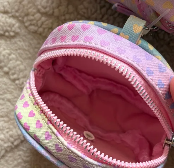 Under One Sky Girls Mini Backpack & Coin Purse - Pastel Rainbow Colors W/ Hearts - Image 10