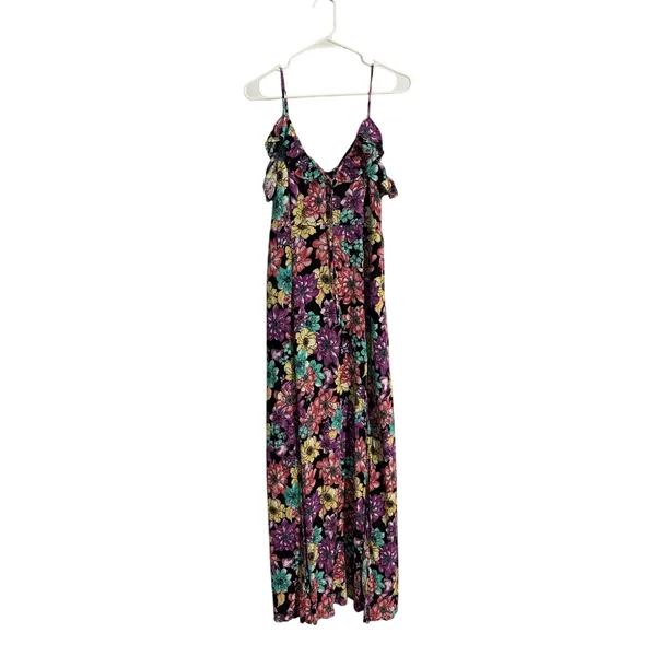 Lulus Dynah Black Floral Print Sleeveless Maxi Dress Fairy Vacation Party Sz M - Image 3