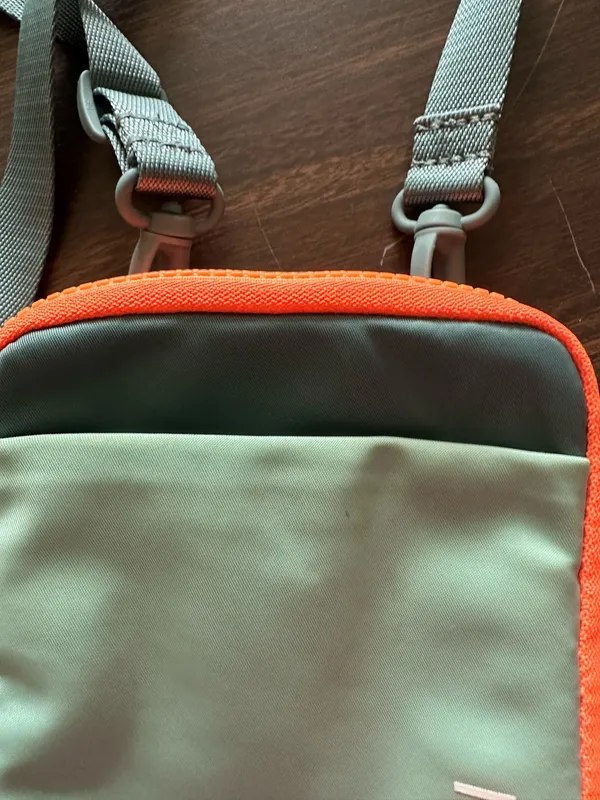 Lululemon Crossbody Bag Sage Green, Gray and Orange Zip Adjustable Strap - Image 5