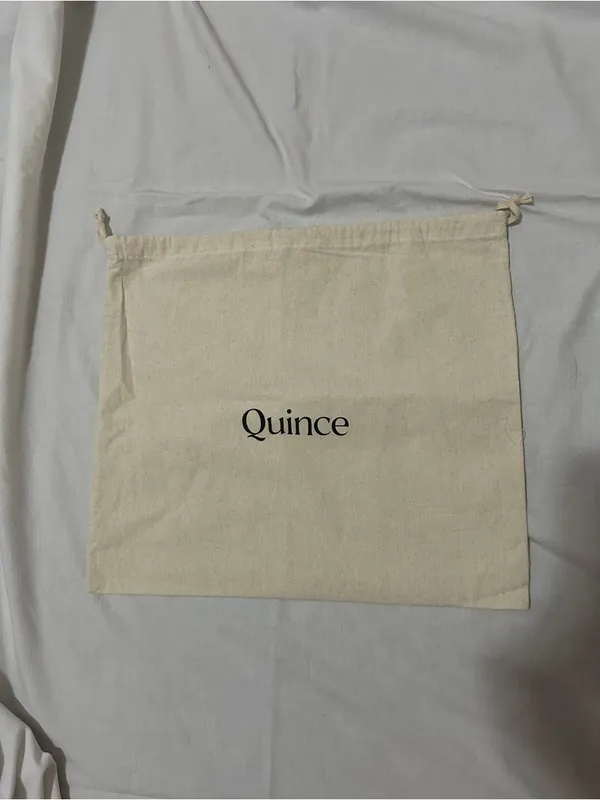 Quince Tan Natural Fiber Logo Dust Bag 15x13 Linen Cotton Blend - Image 3