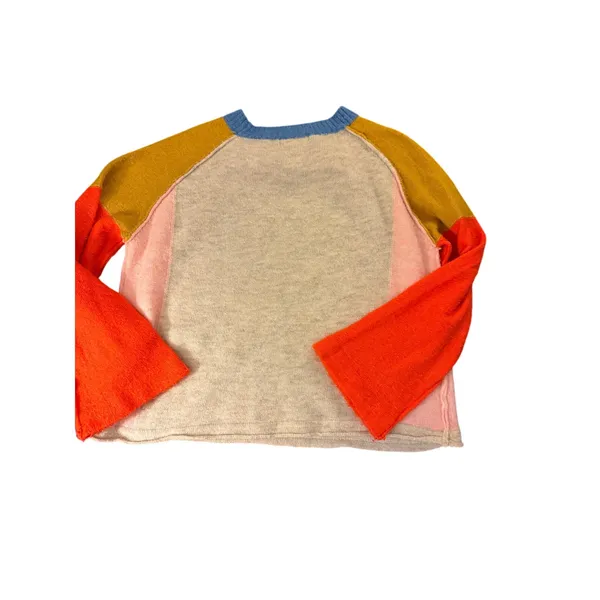 Listicle Color Block Sweater Small Multicolor Blue Mustard Orange Cream - Image 8